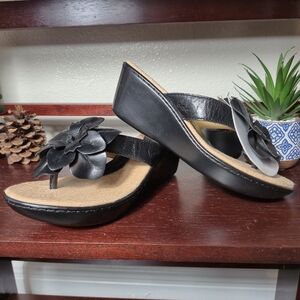 B.O.C Hande Made Black Flower Sandals